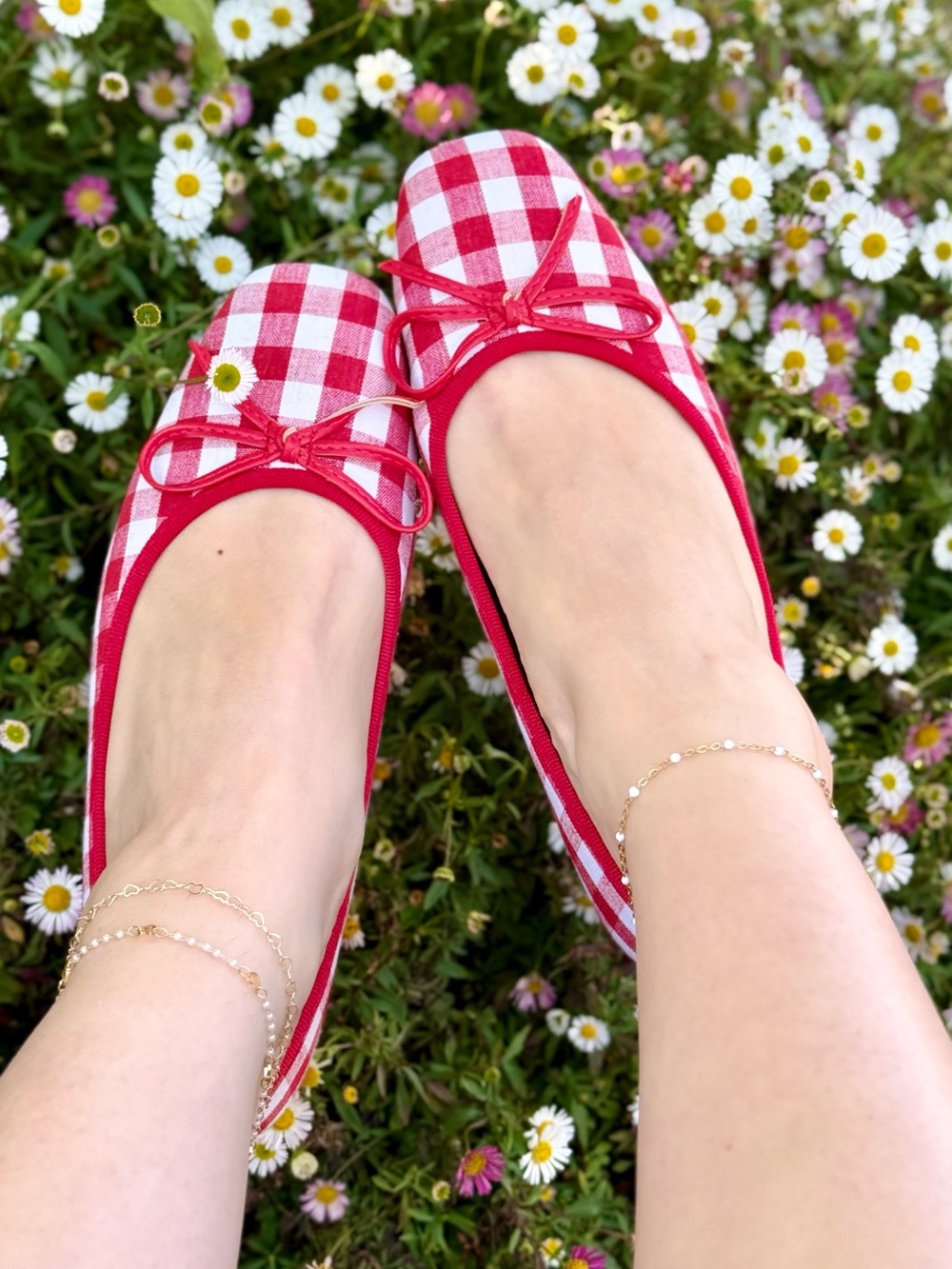 Shop Cider Red Gingham Ballet Flats
